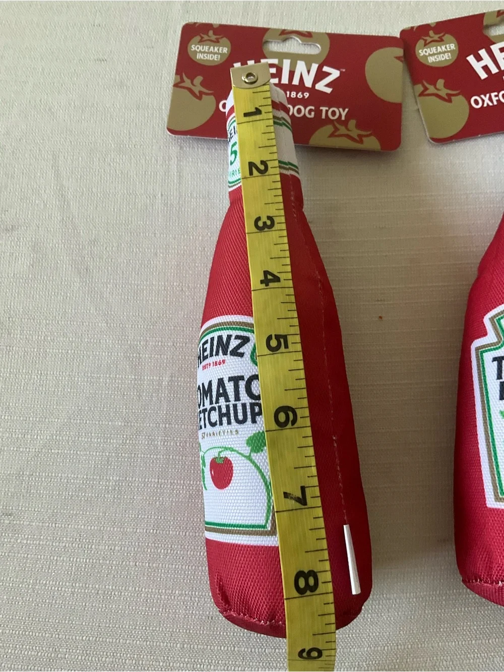 NWT HEINZ 2pc Set Red Tomato Ketchup Bottle Plush Oxford Crinkle Sound Dog Toy